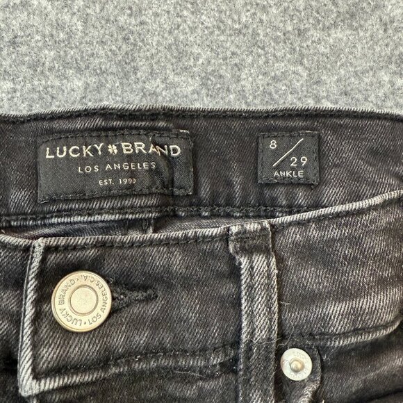 Lucky Brand Ankle Jeans Women's 8 X 29 Gray Denim Stretch Mid Rise Frayed Hem - Picture 5 of 8